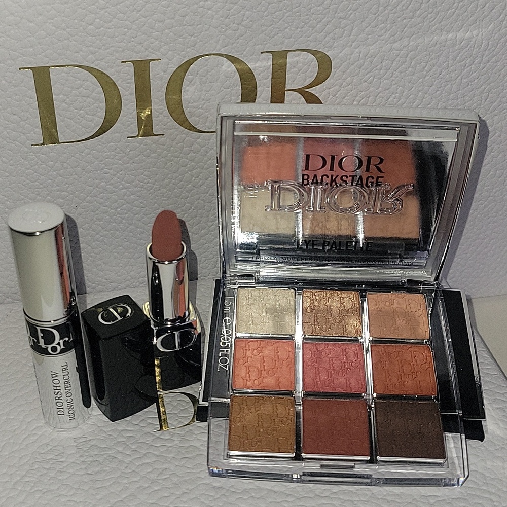 Dior Backstage Eye Palette & Nude Rose Lipstick - Warm Brown, Coral, Gold - Picture 4 of 11